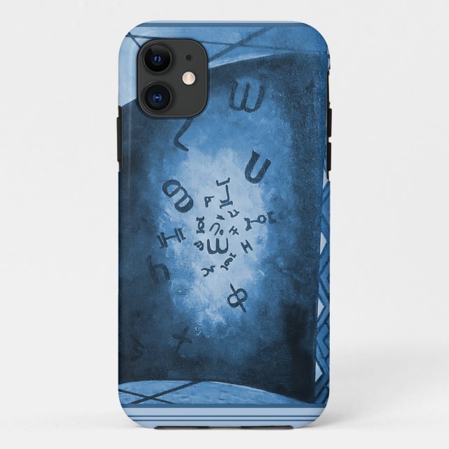 Blue Ethiopian Letters Art Case-Mate iPhone Case (Back)