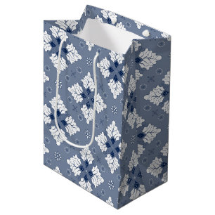 Blue ethnic damask batik seamless pattern medium gift bag