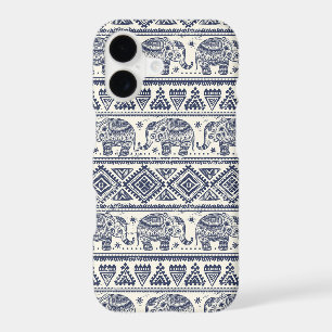 Blue Ethnic Elephant Pattern