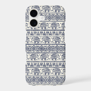 Blue Ethnic Elephant Pattern
