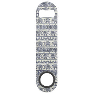Blue Ethnic Elephant Pattern Bar Key