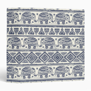 Blue Ethnic Elephant Pattern Binder