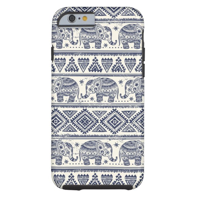 Blue Ethnic Elephant Pattern Case-Mate iPhone Case (Back)
