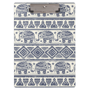 Blue Ethnic Elephant Pattern Clipboard