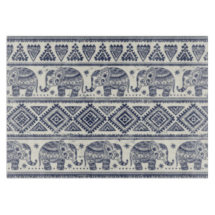 Blue Ethnic Elephant Pattern Cutting Board