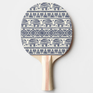 Blue Ethnic Elephant Pattern Ping Pong Paddle