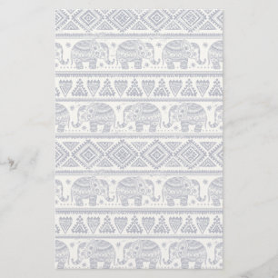 Blue Ethnic Elephant Pattern Stationery