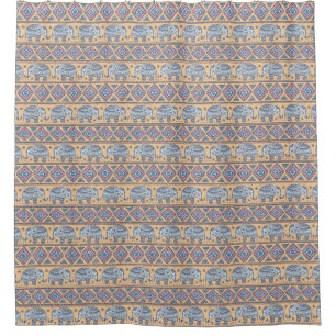 Blue Ethnic Elephant Tribal Pattern