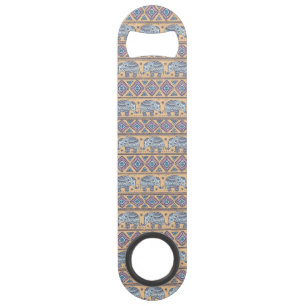 Blue Ethnic Elephant Tribal Pattern Speed Bottle Opener