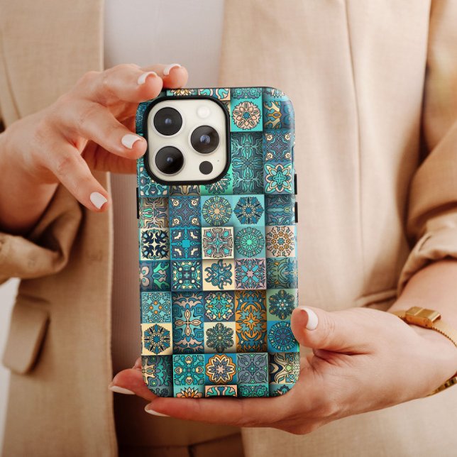Blue Ethnic Flower Mandala | iPhone 14 Case-Mate Case (Creator Uploaded)