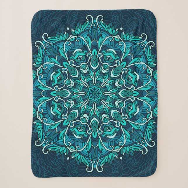 Blue ethnic mandala. Raster copy Sherpa Blanket (Front)