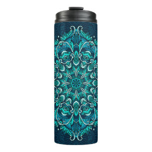 Blue ethnic mandala. Raster copy Thermal Tumbler