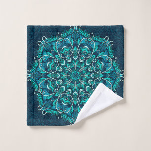 Blue ethnic mandala. Raster copy Wash Cloth