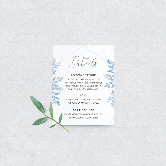 Blue Eucalyptus Détails du Mariage Carte de boîtie (Créateur téléchargé)