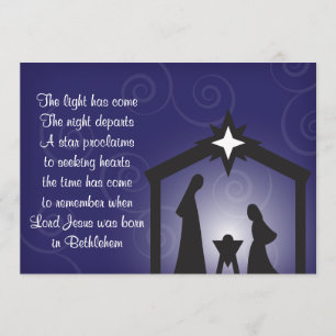 Blue Evening Modern Christmas Nativity Flat Card