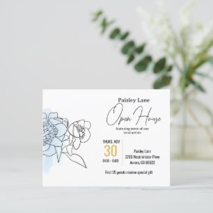 Blue Event Invitation for open house or other Postcard