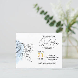 Blue Event Invitation for open house or other Postcard