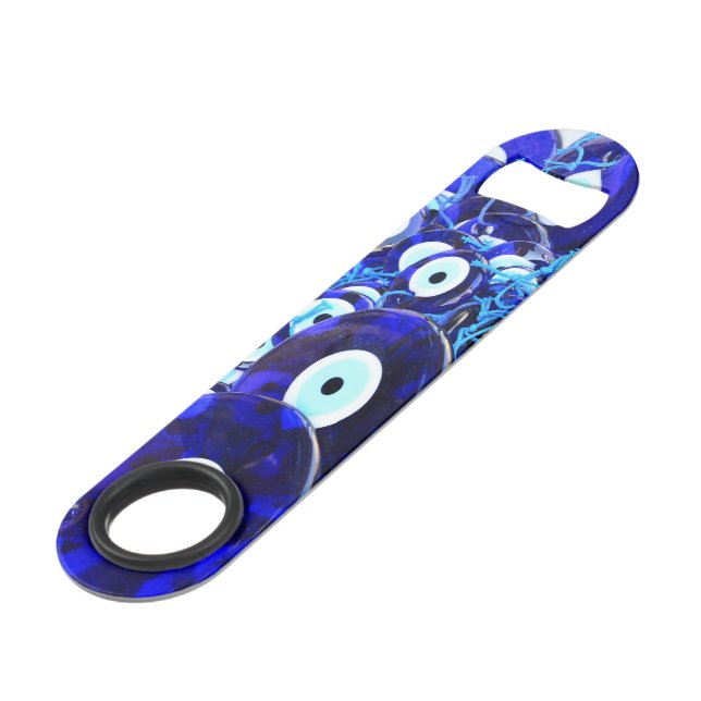Blue Evil Eye amulets Bar Key (Front Angled)