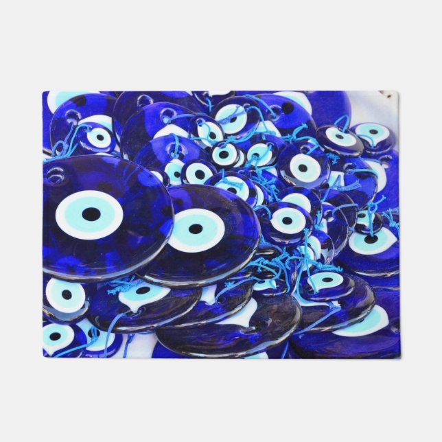 Blue Evil Eye amulets Doormat (Front)