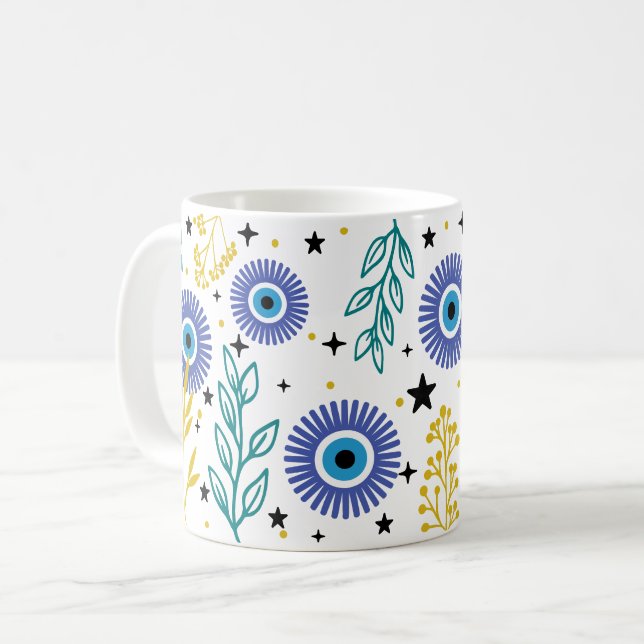 Blue Evil Eye Coffee Mug (Front Left)