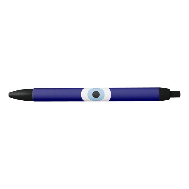 Blue Evil Eye Good luck & Protection Symbol Black Ink Pen (Front)