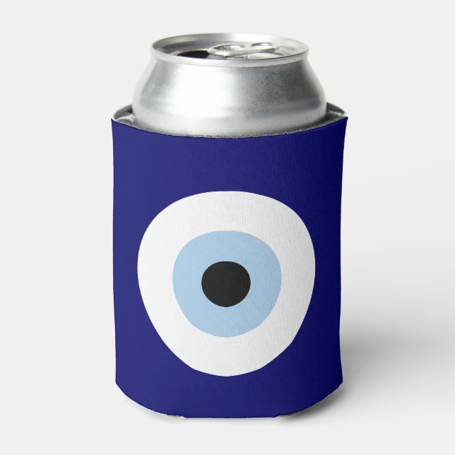 Blue Evil Eye Good luck & Protection Symbol Can Cooler (Can Front)
