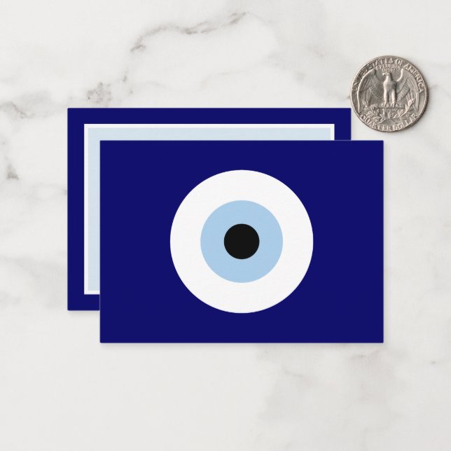 Blue Evil Eye Good luck & Protection Symbol Card (Front/Back In Situ)