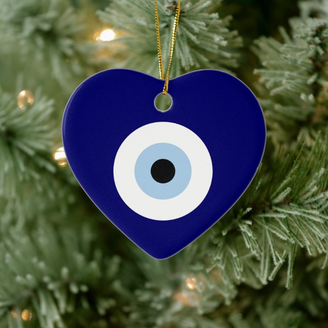 Blue Evil Eye Good luck & Protection Symbol Ceramic Ornament (Tree)