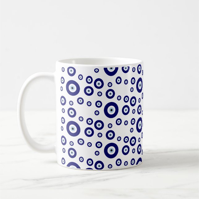 Blue Evil Eye Good luck & Protection Symbol Coffee Mug (Left)