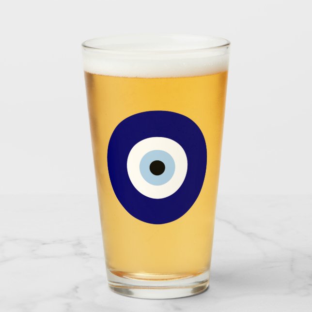 Blue Evil Eye Good luck & Protection Symbol Glass (Front Filled)