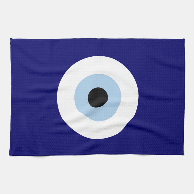 Blue Evil Eye Good luck & Protection Symbol Kitchen Towel (Horizontal)