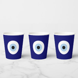Blue Evil Eye Good luck & Protection Symbol Paper Cups