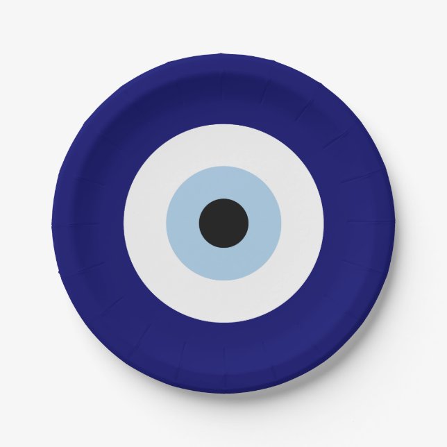 Blue Evil Eye Good luck & Protection Symbol Paper Plate (Front)