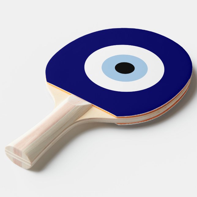 Blue Evil Eye Good luck & Protection Symbol Ping Pong Paddle (Back Angle)