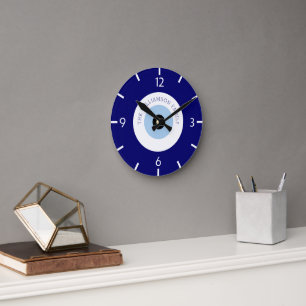 Blue Evil Eye Good luck & Protection Symbol Round Clock