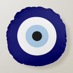 Blue Evil Eye Good luck & Protection Symbol Round Pillow