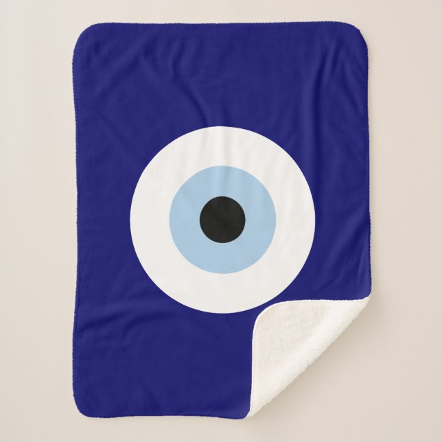 Blue Evil Eye Good luck & Protection Symbol Sherpa Blanket (Front)