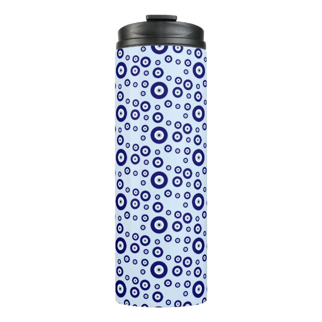 Blue Evil Eye Good luck & Protection Symbol Thermal Tumbler (Front)
