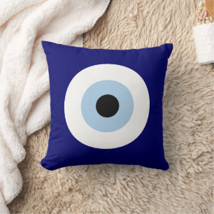 Blue Evil Eye Good luck & Protection Symbol Throw Pillow