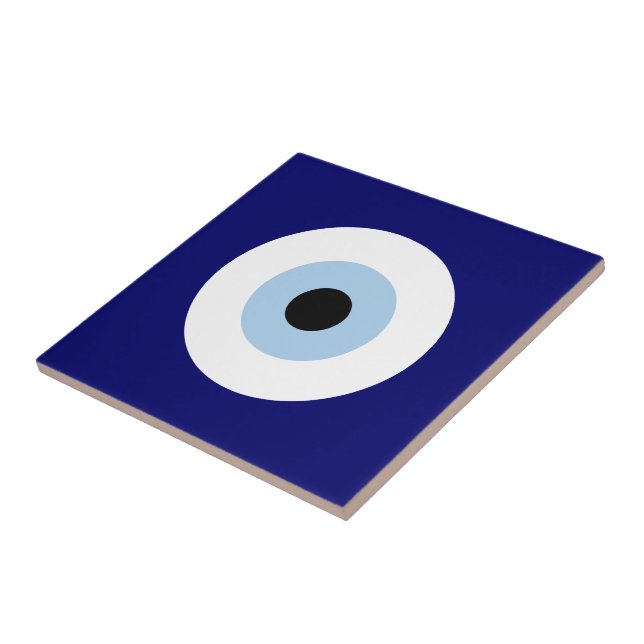 Blue Evil Eye Good luck & Protection Symbol Tile (Side)