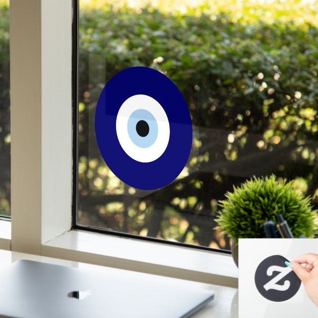 Blue Evil Eye Good luck & Protection Symbol Window Cling (Office)