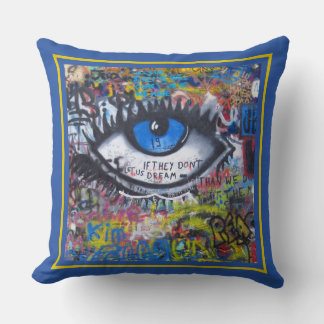 Blue evil eye modern graffiti  throw pillow