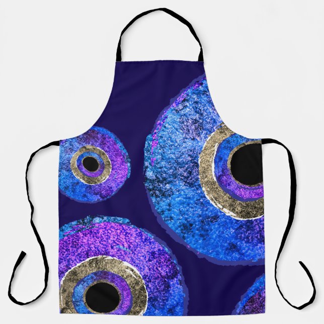 Blue Evil Eye Protection All-Over Print Apron (Front)