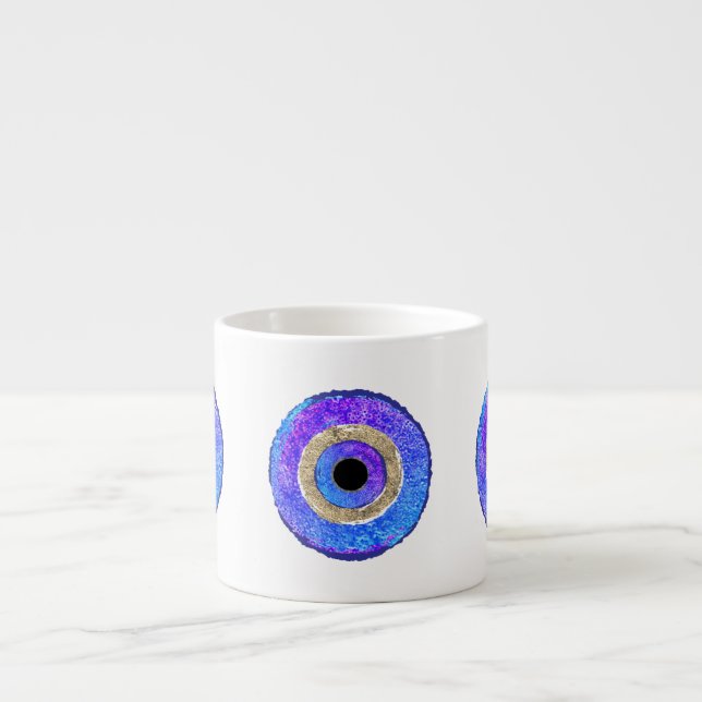 Blue Evil Eye Protection Espresso Cup (Front)
