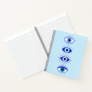 Blue Evil Eyes Energy Meditation Hamsa  Mystical  Notebook