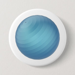 Blue exercise ball 3 inch round button