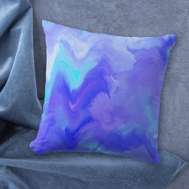 Blue Explosion Modern Abstract Throw Pillow (Creator Uploaded)