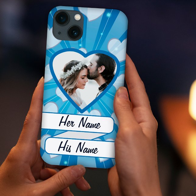 Blue Explosion of Hearts, Custom Photo Frame Case-Mate iPhone Case (Creator Uploaded)