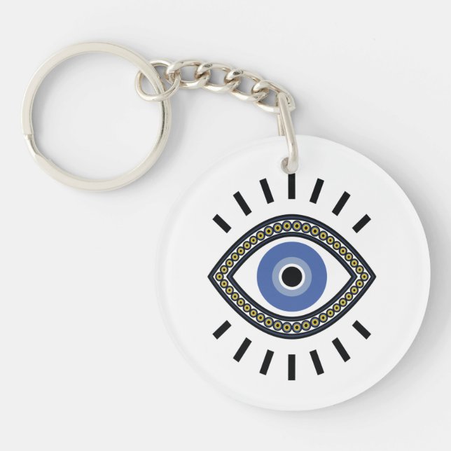 Blue eye, evil eye protection, good luck keychain (Front)