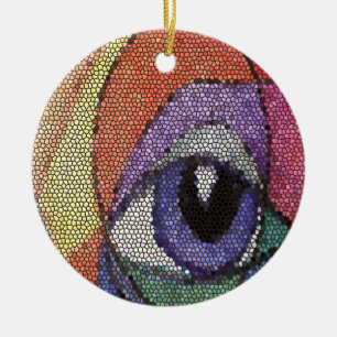 Blue Eye fractal stained looking glass Poster Ceramic Ornament